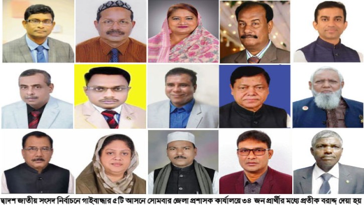 গাইবান্ধার ৫টি সংসদীয় আসনে প্রতীক বরাদ্দ