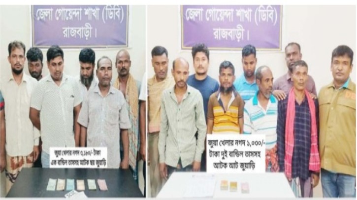 রাজবাড়ী ডিবির অভিযানে ইউপি মেম্বারসহ ১৪ জুয়াড়ি গ্রেপ্তার