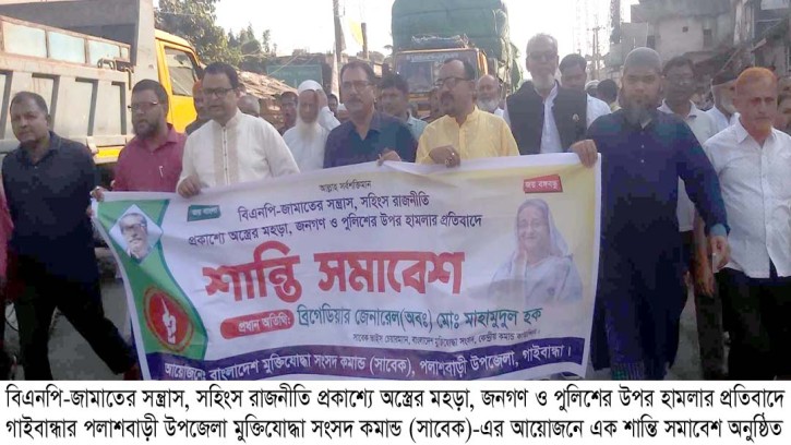 পলাশবাড়ীতে অবরোধ বিরোধী শান্তি সমাবেশ