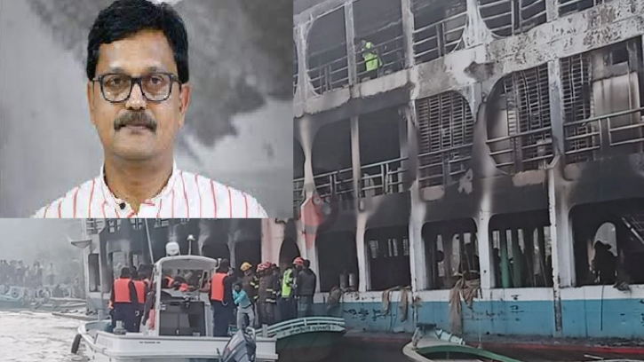 লঞ্চে্ আগুন: ঝালকাঠি গেলেন নৌপ্রতিমন্ত্রী